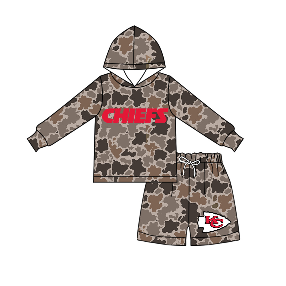 ( Moq 5 ) Baby Girls Kids Long Sleeves Hoodie Shirt Camo Shorts Team Set Clothes