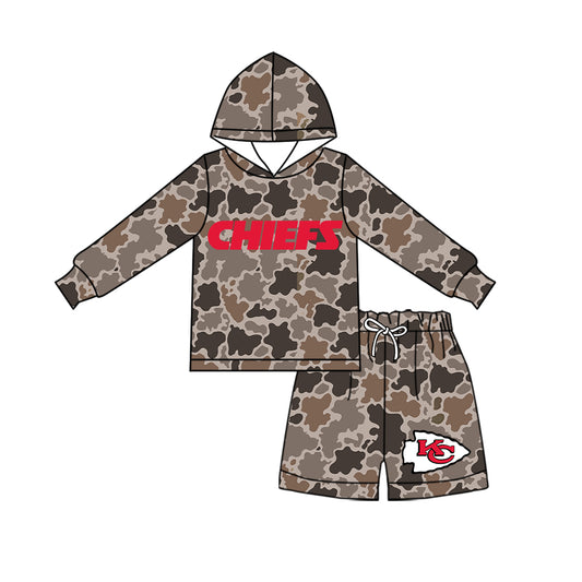 ( Moq 5 ) Baby Girls Kids Long Sleeves Hoodie Shirt Camo Shorts Team Set Clothes