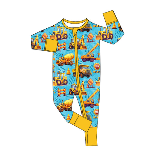 Baby Boy Long Sleeves Digger Zipper Romper