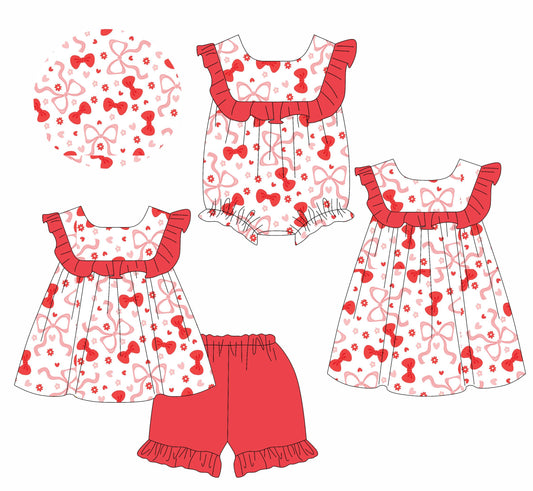 Baby Girl Flower Bows Hearts Sibling Romper Dress Set ( Moq 5 Each Style ) 1.15