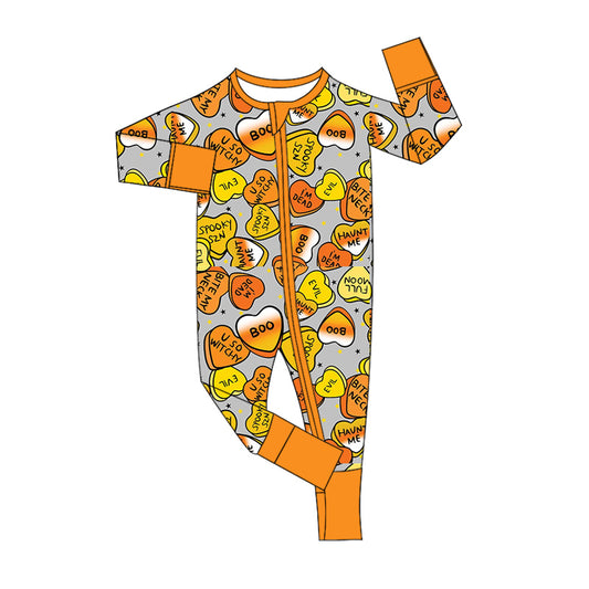 Baby Boy Long Sleeves Halloween Hearts Zipper Romper