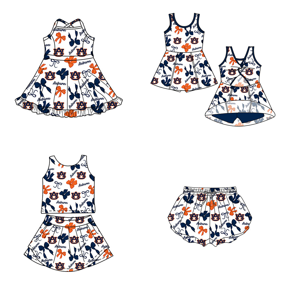 ( Moq 5 Each Style ) Baby Girls Kids Bows AU Sibling Team Shorts Dresses Set
