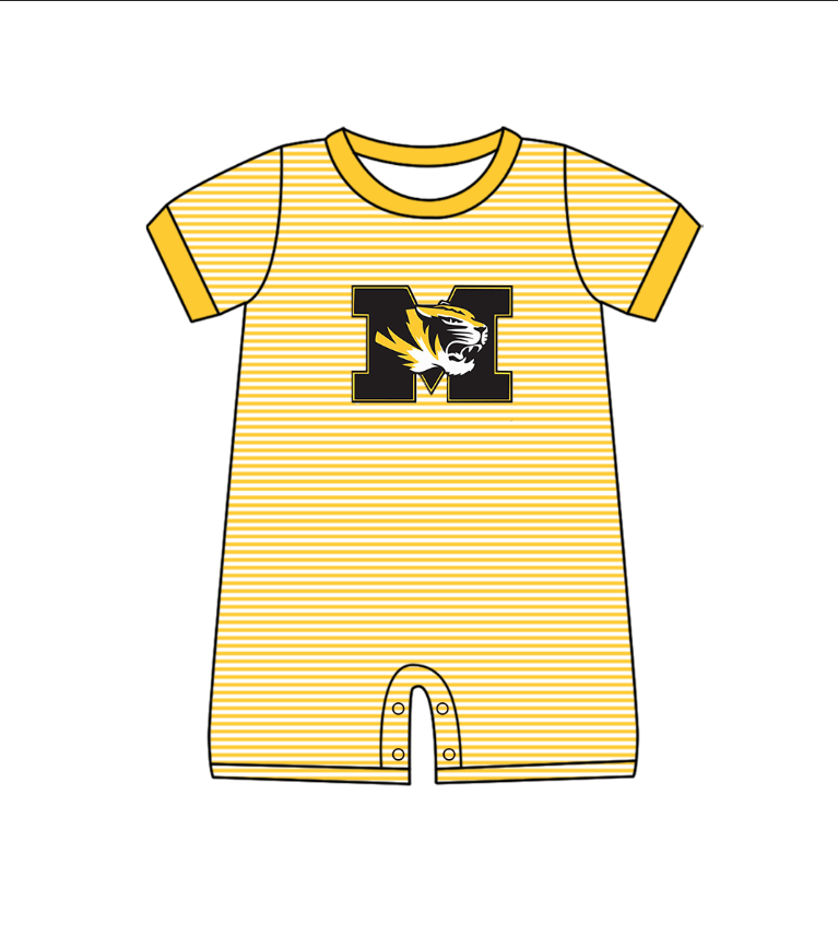 ( Moq 5 Each Style ) Baby Boys Girls Kids Yellow Stripes Team Sibling Rompers Sets