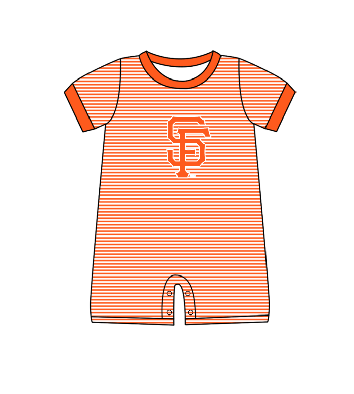 ( Moq 5 Each Style ) Baby Boys Girls Kids Team Sibling Orange Stripes Rompers Sets