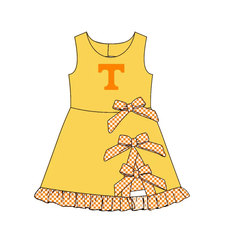 ( Moq 5 ) Sibling Baby Girls Kids Sleeveless Cheer T Checked Bows Shorts Team Dress Clothes