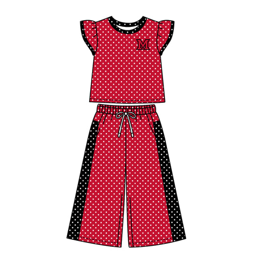 ( Moq 5 ) Baby Girls Kids Short Sleeves Shirt Pants Team Set Clothes