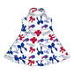 ( Moq 5 each style ) Baby Girl Team Sibling Red Blue Bows Dress Set 5.28