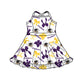 ( Moq 5 each style ) Baby Boy Girl Team Cheer Sibling Shirt Purple Drips Bows Dress Set 8.12