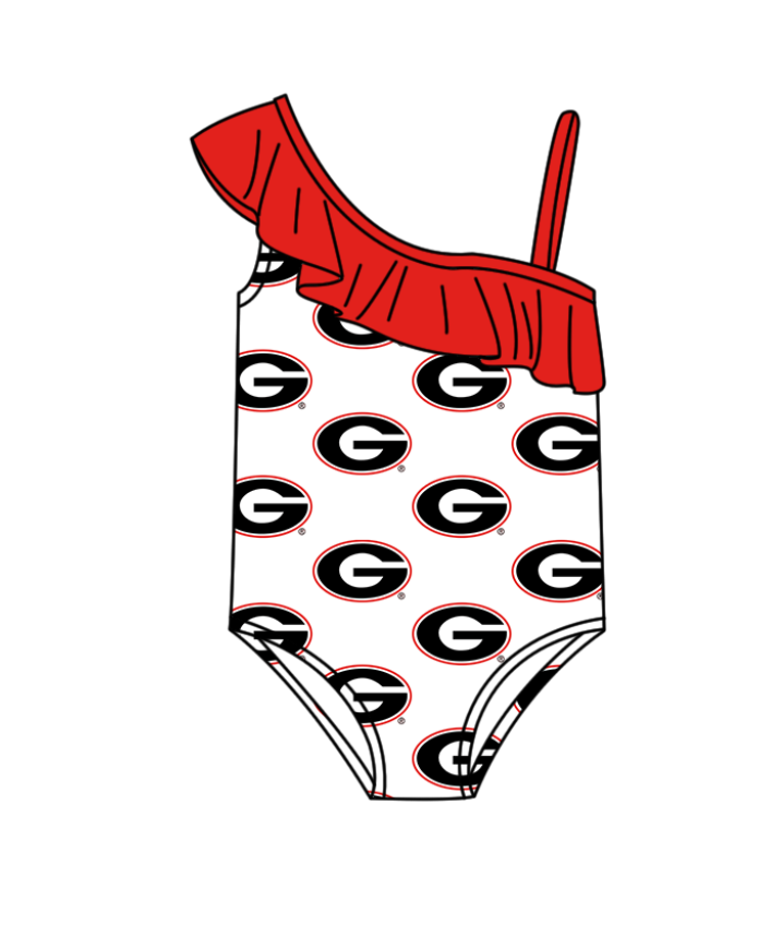 ( Moq 5 Each Style ) Baby Boys Girls Red Stripes Sibling Team Sets Swimsuits Football Clothes