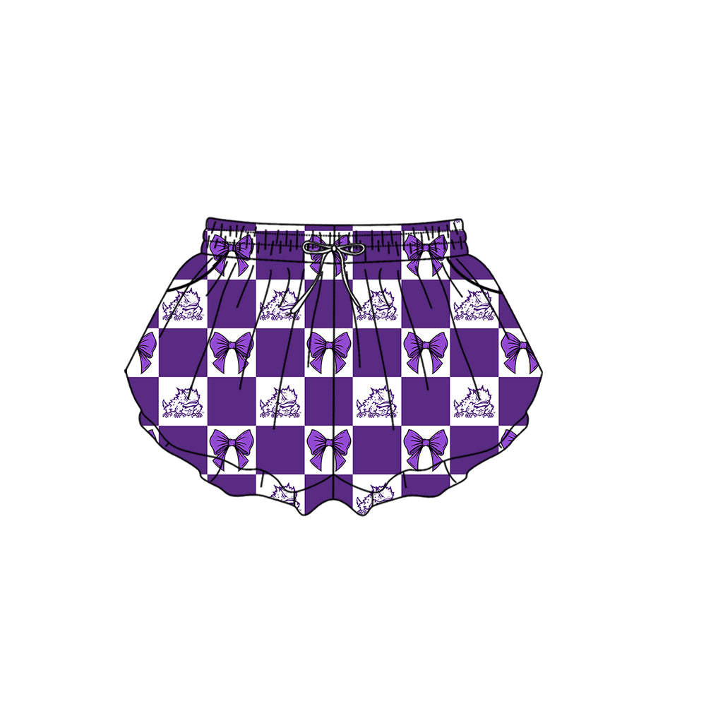 ( Moq 5 Each Style ) Baby Boys Girls Toddler Purple Bows Team Sibling Shorts Dress Sets Clothes