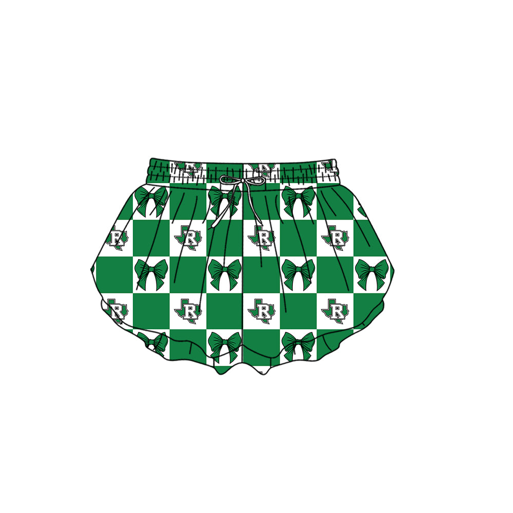 ( Moq 5 Each Style ) Baby Boys Girls Toddler Green Bows Team Sibling Shorts Dress Shirt Set Summer Clothes