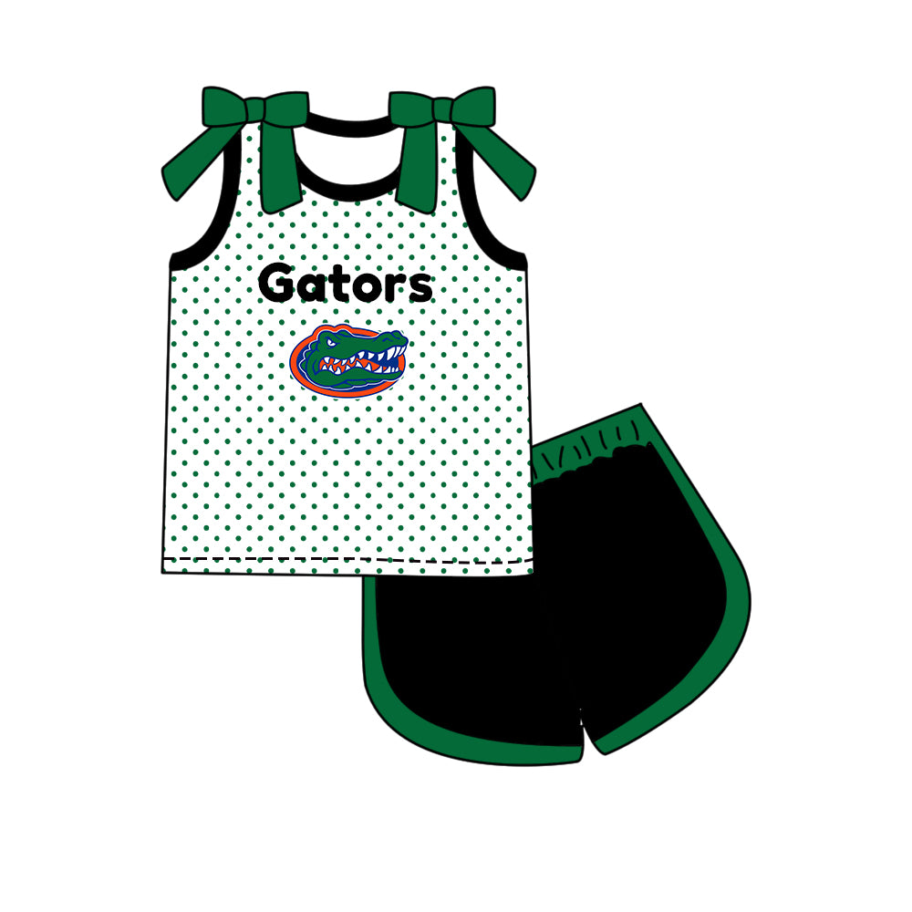 ( Moq 5 Each Style ) Sibling Baby Girls Kids Green Bows Team Shirt Sets Clothes
