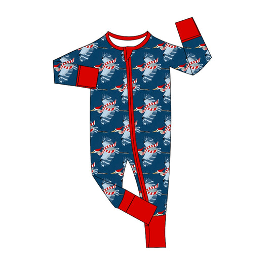 Baby Boy Long Sleeves Ducks Christmas Zipper Romper