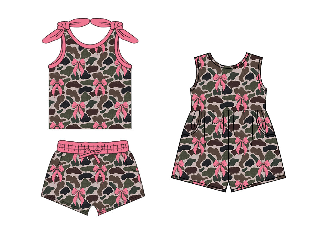 Baby Girl Sleeveless Bows Camo Sibling Jumpsuit Set ( Moq 5 Each Style ) 1.18