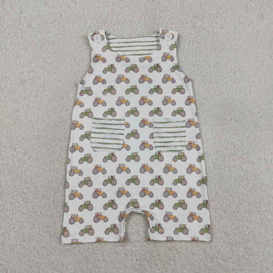 Baby Boys Kids Dogs Tractors Pockets Romper Summer Clothes RTS