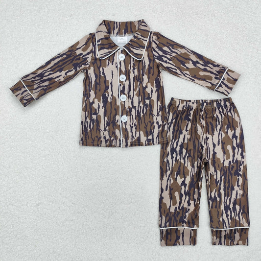 Baby Boy Long Sleeves Camo Buttons Tops Pants Pajamas Set