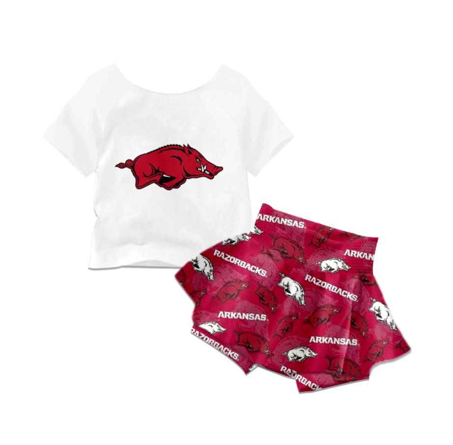 Baby Girl Team Pig Shirt Skirt Shorts Set