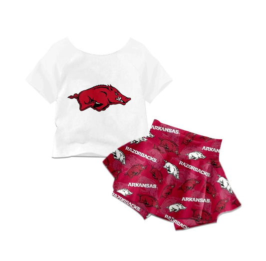 Baby Girl Team Pig Shirt Skirt Shorts Set