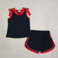 Baby Girls Kids Red Bows Shirt Shorts Black Set Summer Clothes RTS