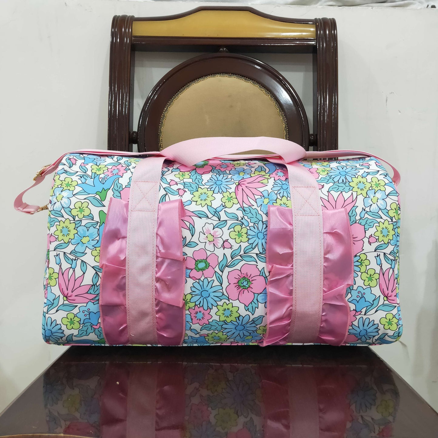 Baby Girl Kids Adult Flower Travel Package Pink Ruffle Gym Bags RTS