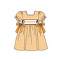 ( Moq 5 ) Baby Girls Toddler Short Sleeves Dogs Orange Stripes Purple Bows Knee Length Dress