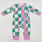 Baby Girl Infant Long Sleeves Pink Green Christmas Zipper Bamboo Romper