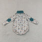 Baby Boys Infant Long Sleeves Ducks Zipper Bubble Romper Green Clothes RTS