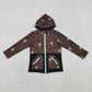 Kids Boy Long Sleeves Western Cow Aztec Hoodie Zipper Pockets Shirt RTS