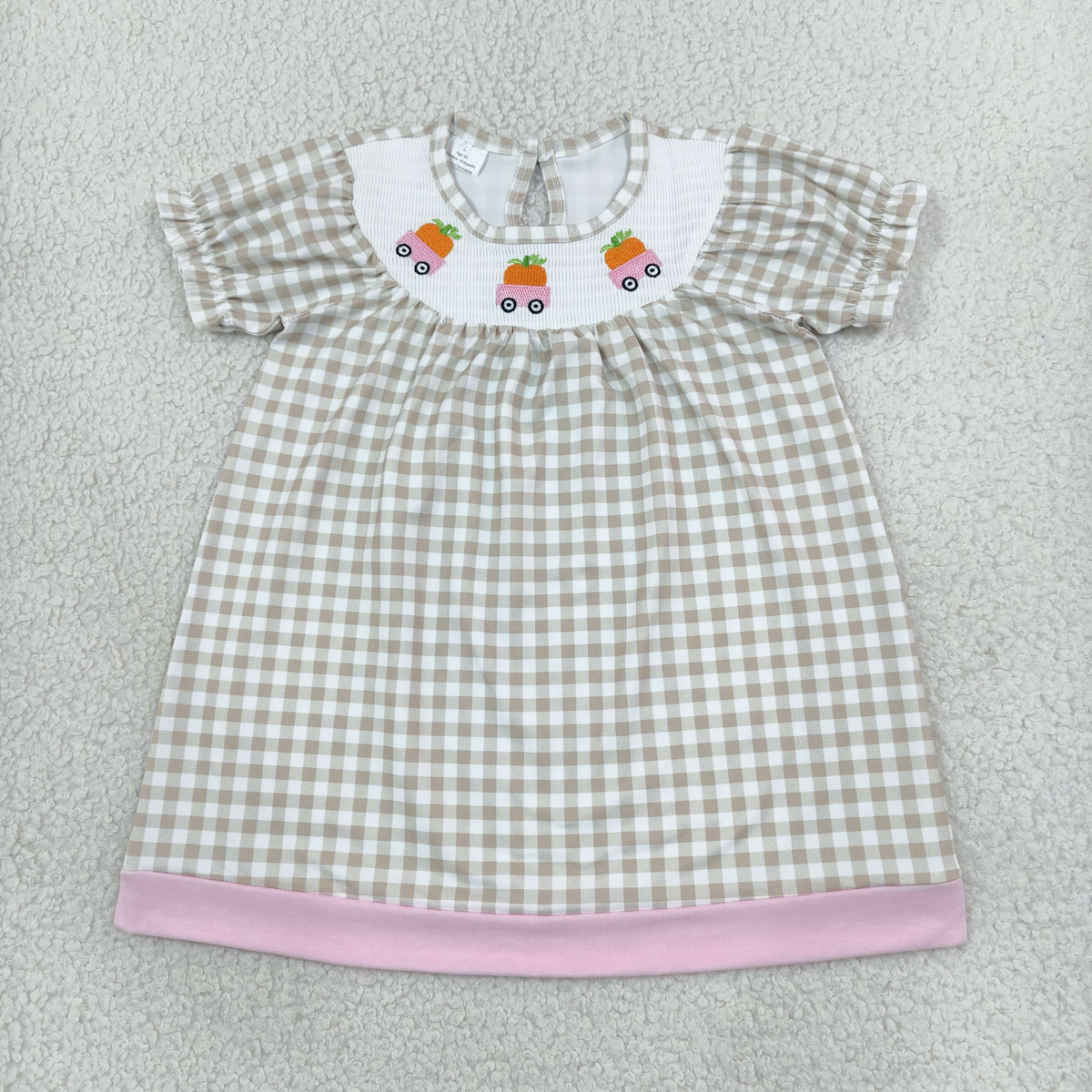 Baby Girls Kids Embroidery Pumpkins Trucks Plaid Smocked Dress Fall Clothes RTS