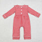 Baby Boy Infant Red Plaid Embroidery Christmas Santa Romper