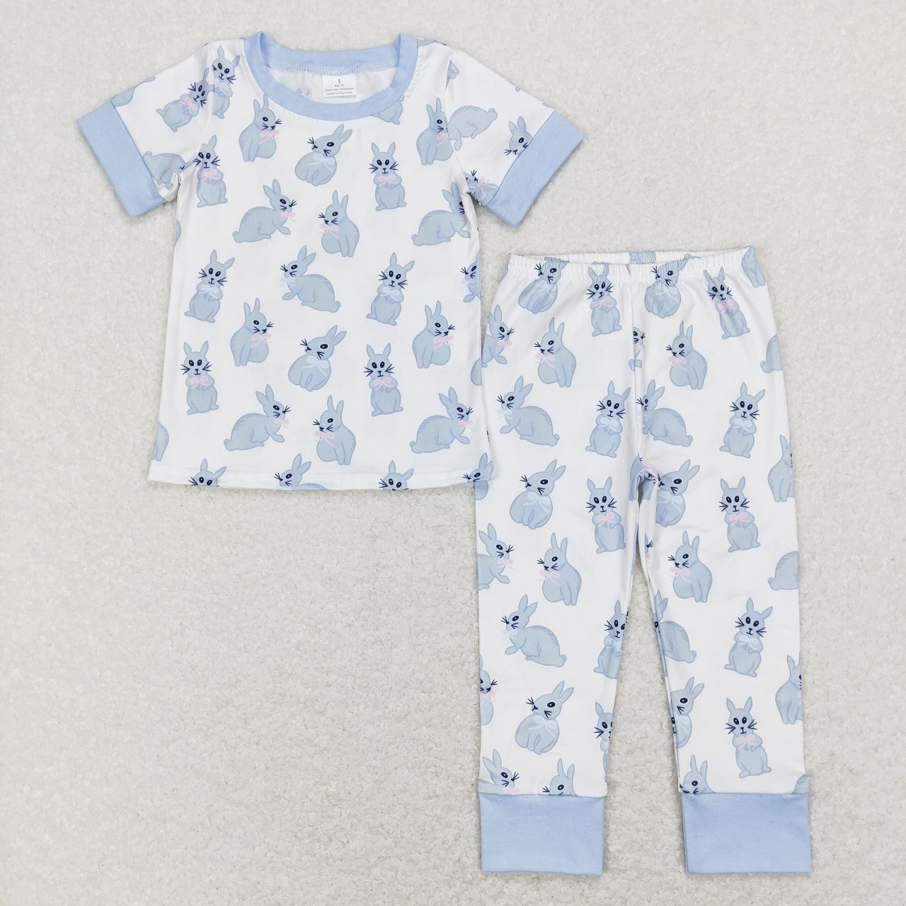 BSPO0237 Baby Boy Short Sleeves Shirt Pants Easter Rabbit Set Pajamas