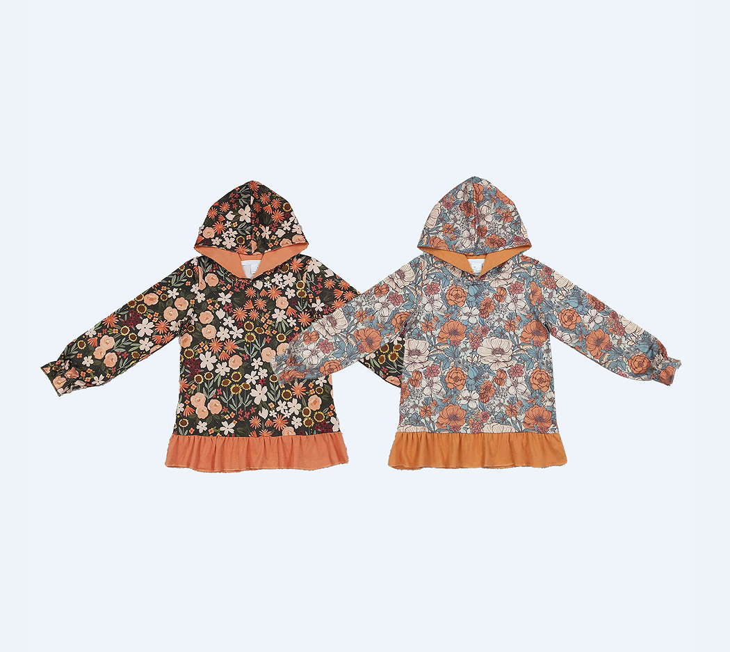 Sibling Baby Girls Kids Long Sleeves Flower Hoodie Ruffle Shirts Fall Pullover Tops Clothes RTS