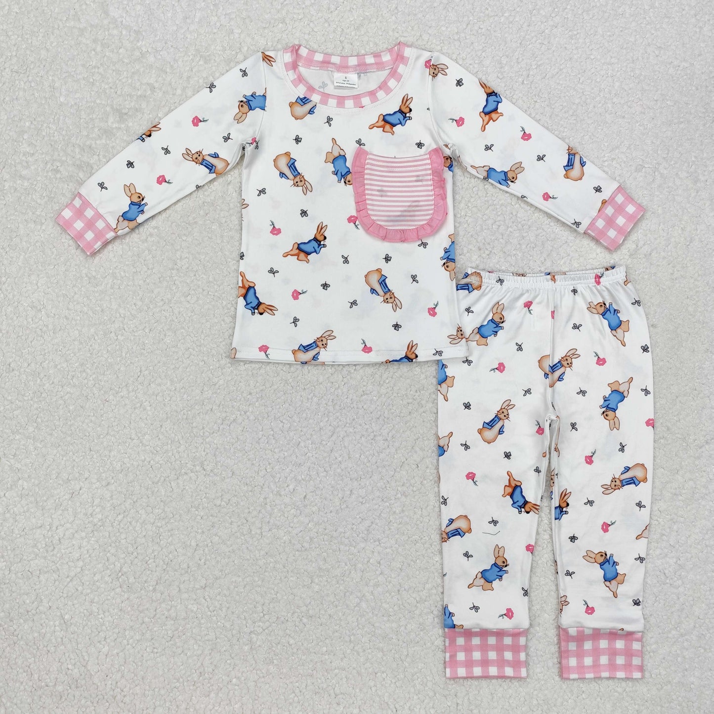 Baby Boy Long Sleeves Easter Rabbit Pocket Shirt Pants Pajamas Clothes Set