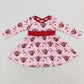 LR0804 Baby Girl Valentine's Day Cow Hearts Zipper Romper