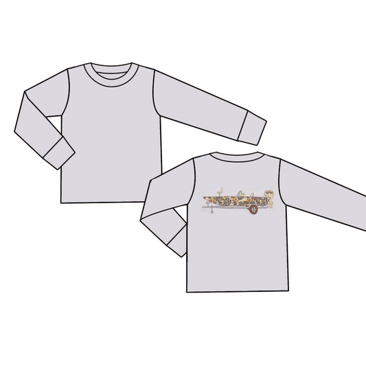 Baby Boy Kids Grey Long Sleeves Camo Boat Shirt Tops