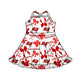 ( Moq 5 Each Style ) Sibling Baby Girls Kids Red Bows Football Knee Length Dresses Clothes