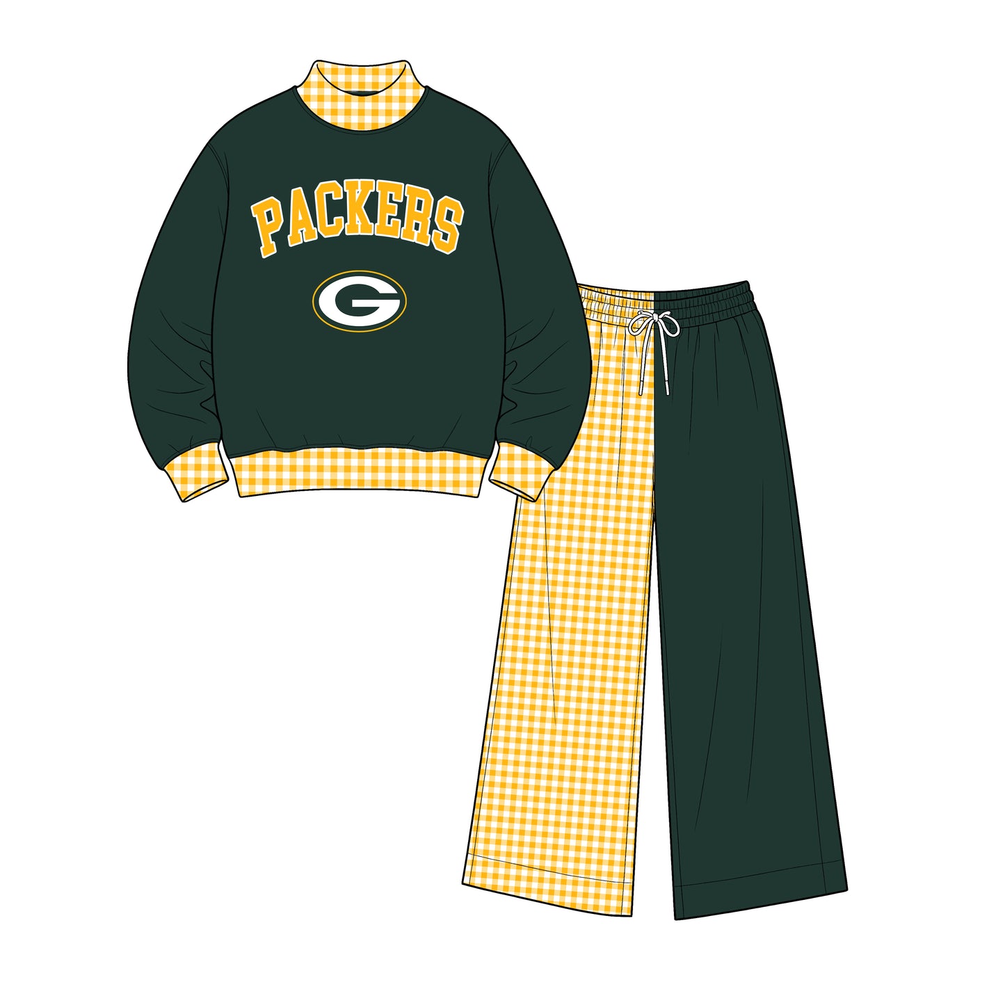 ( Moq 5 ) Baby Girls Kids Long Sleeves Shirt Plaid Pants Team Set Clothes