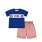 ( Moq 5 Each Style ) Baby Boys Girls Kids Short Sleeves Team Sibling Blue Romper Dress Set
