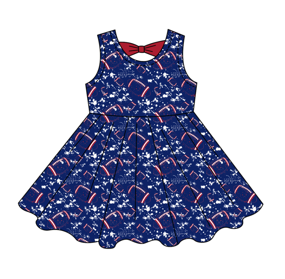 ( Moq 5 Each Style ) Baby Boys Girls Toddler Football Sibling Shorts Romper Bows Dresses Set Team Blue Clothing