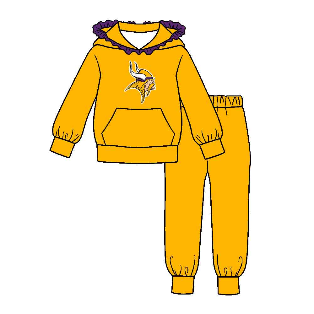 ( Moq 5 ) Baby Girls Toddler Long Sleeves Hoodie Pullover Pockets Pants Team Clothes Set