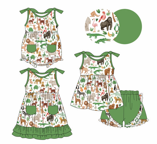 Baby Girl Straps Animals Zoo Sibling Romper Dress Set ( Moq 5 Each Style ) 1.14