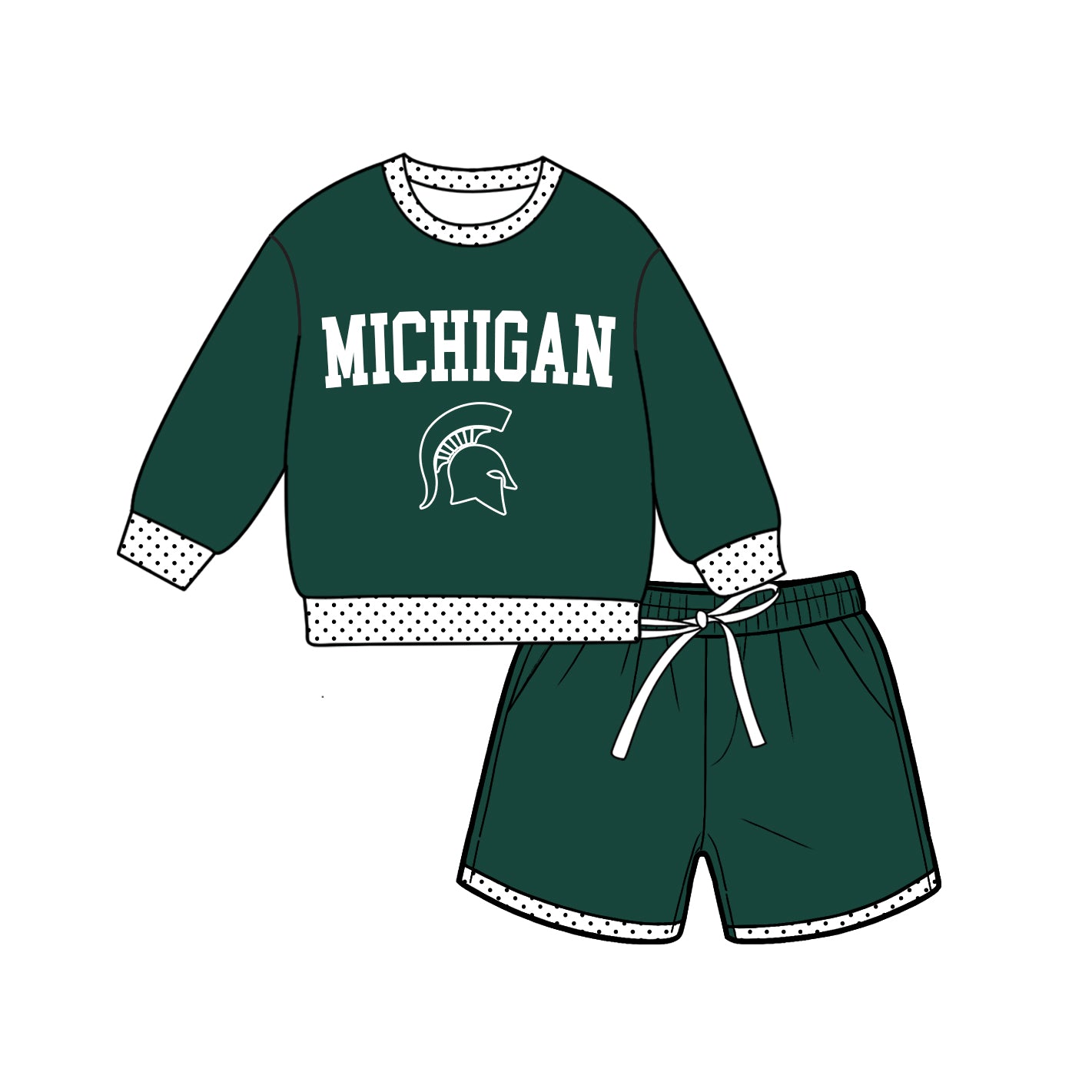 ( Moq 5 ) Baby Girls Kids Long Sleeves Shirt Shorts Team Set Clothes