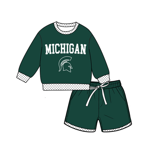 ( Moq 5 ) Baby Girls Kids Long Sleeves Shirt Shorts Team Set Clothes