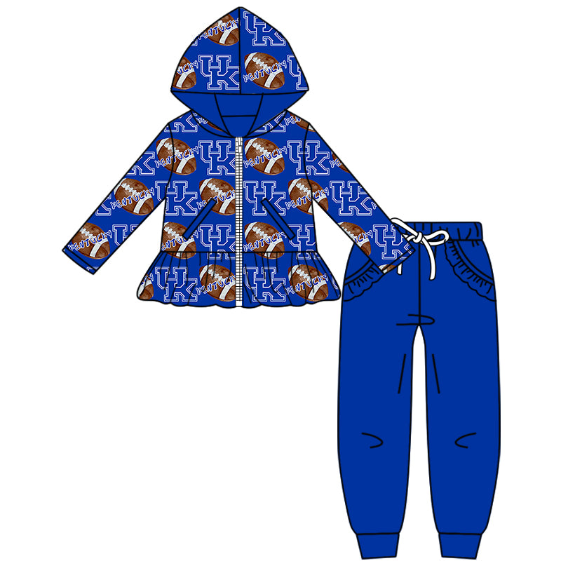 ( Moq 5 each style ) Baby Boy Girl Team Football Sibling Blue Shirt Dress Set 8.19