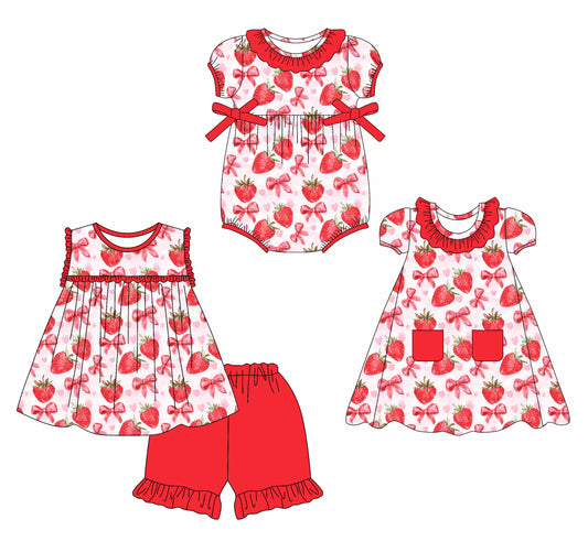 Baby Girl Strawberry Bows Sibling Romper Dress Set ( Moq 5 Each Style ) 2.17