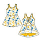 ( Moq 5 each style ) Baby Girl Toddler Team Yellow Blue Bows Sibling Skort Dress Set 6.4