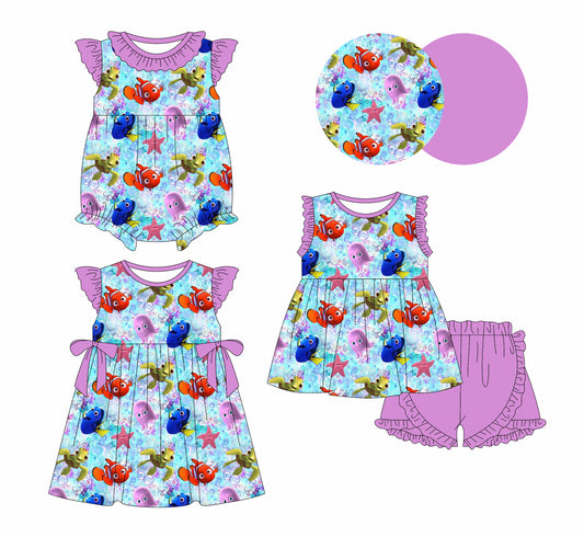 Baby Girl Cartoon Fish Sibling Romper Dress Set ( Moq 5 Each Style ) 2.14