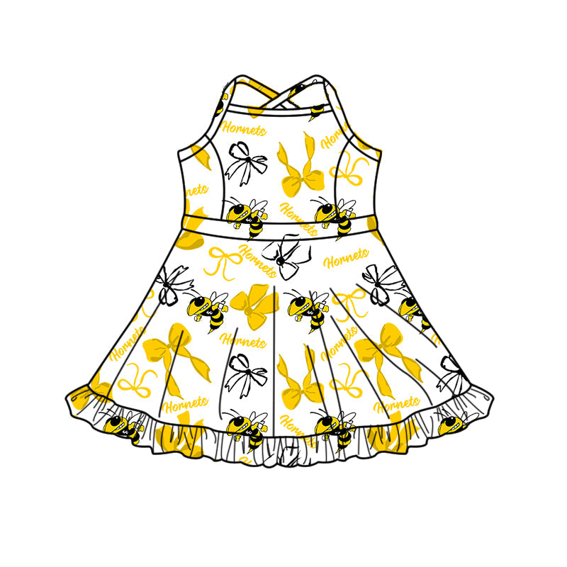 ( Moq 5 each style ) Baby Boy Girl Team Cheer Sibling Shirt Bee Bows Dress Set 8.14