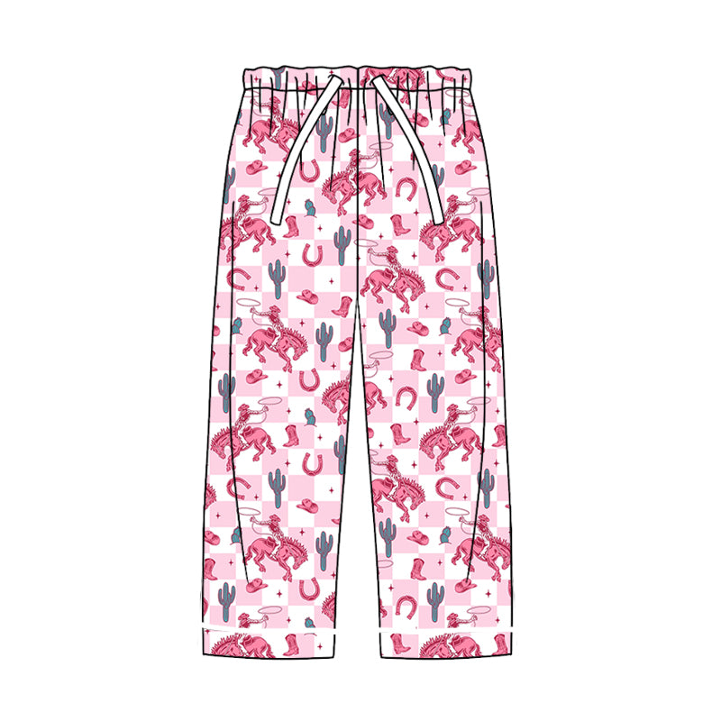 Adult Women Rodeo Cactus Western Pink Pajamas Pants