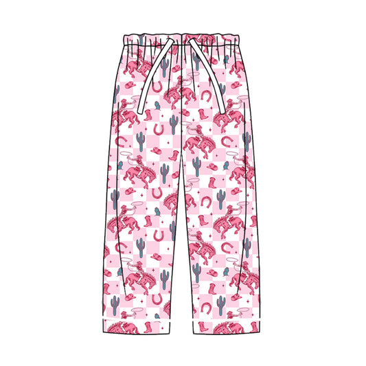 Adult Women Rodeo Cactus Western Pink Pajamas Pants